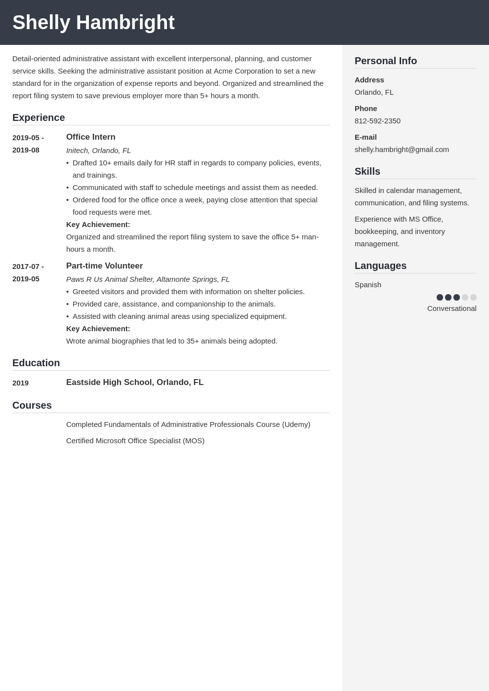 Entry Level Administrative Assistant Resume Sample Guide