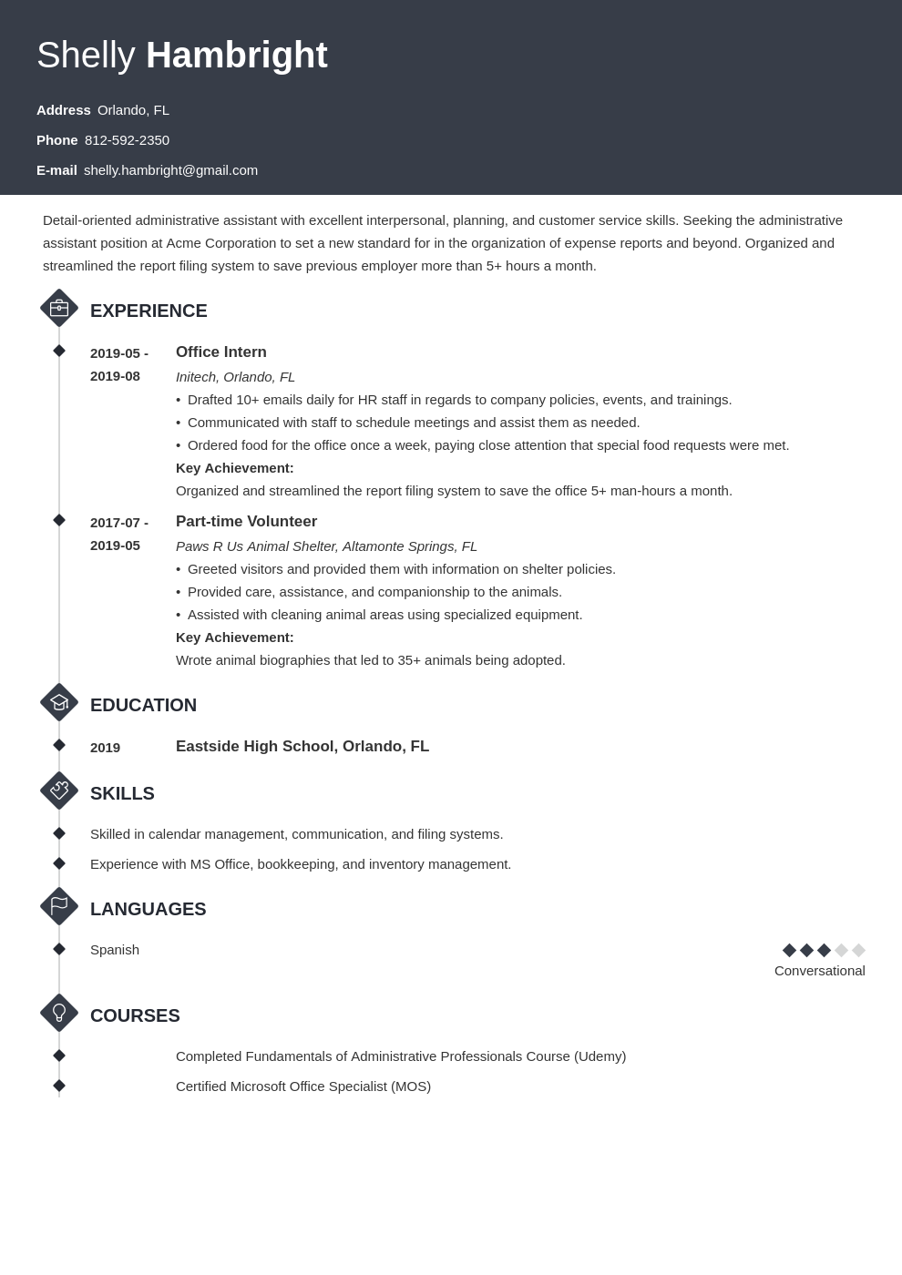 Entry Level Administrative Assistant Resume Sample Guide