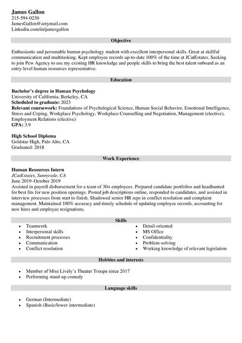 Entry Level Human Resources Resume Sample And Guide