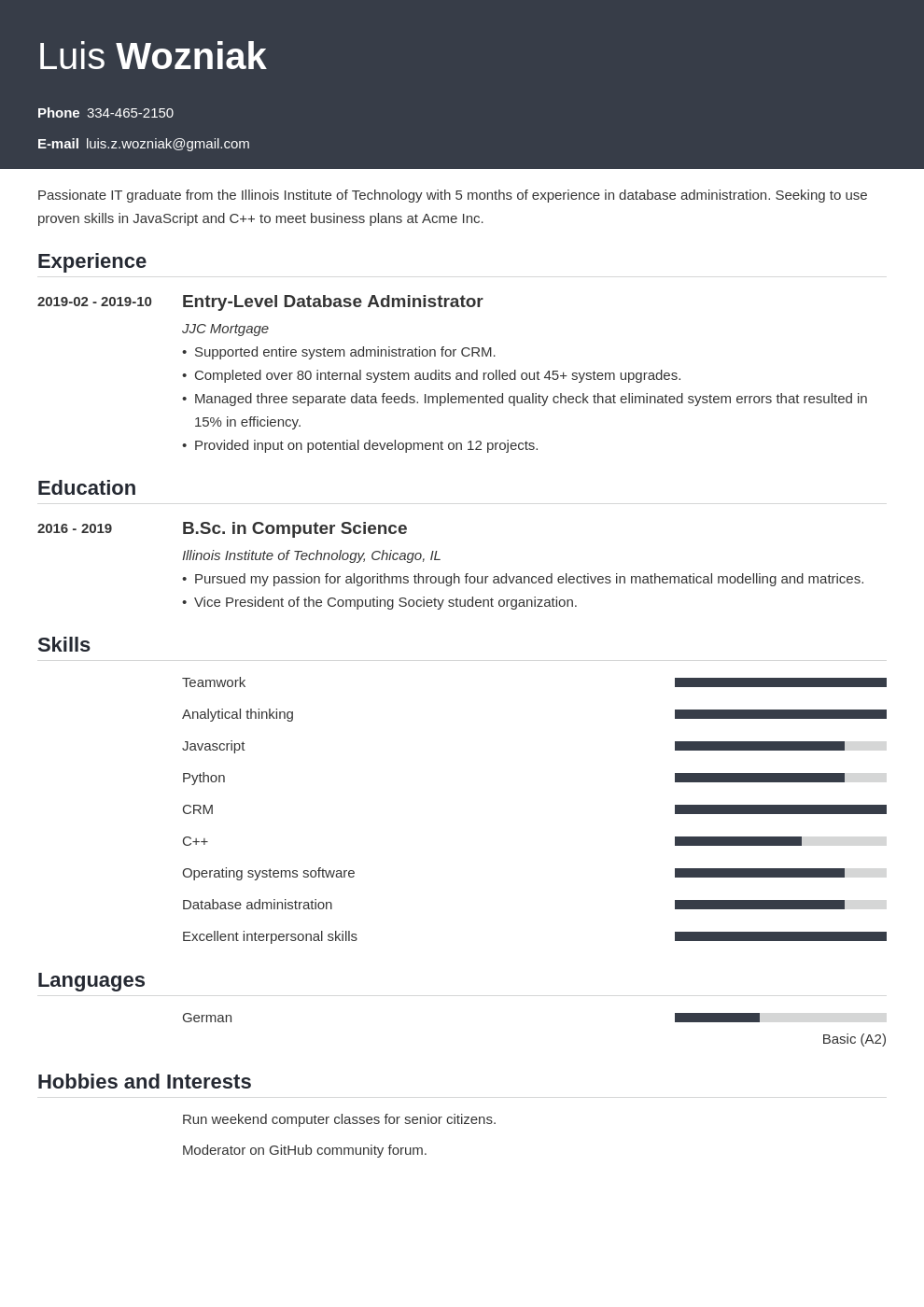 entry level tech resume examples