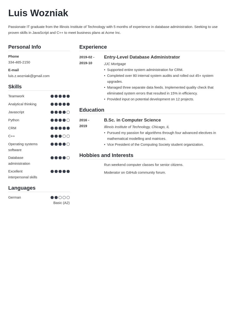 It Entry Level Resume Template