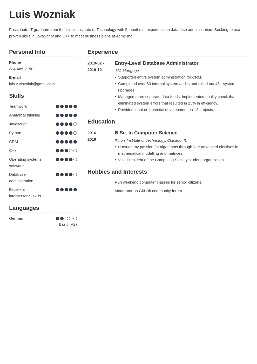 entry level it resume skills