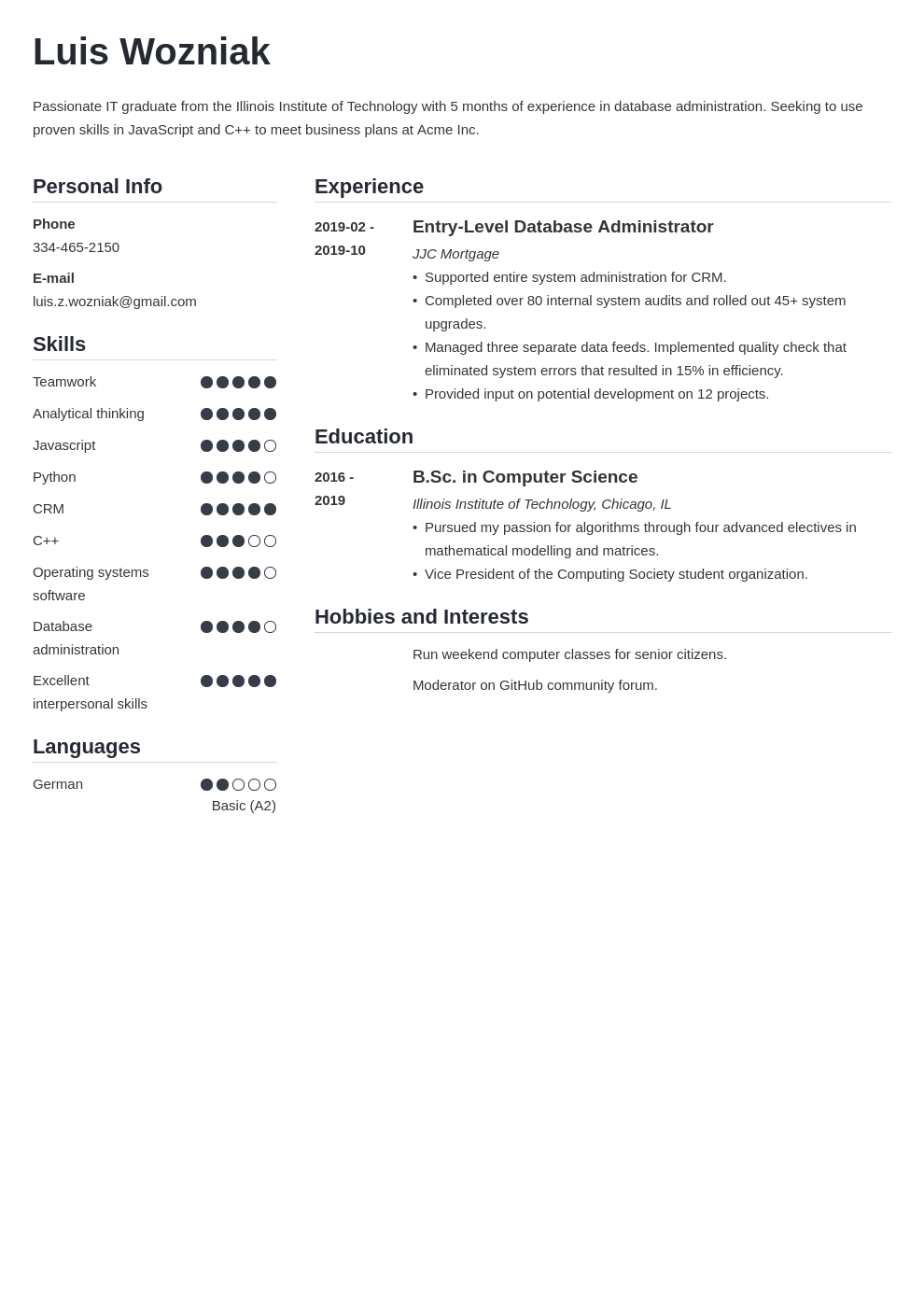 Entry Level IT Resume Examples With No Experience 