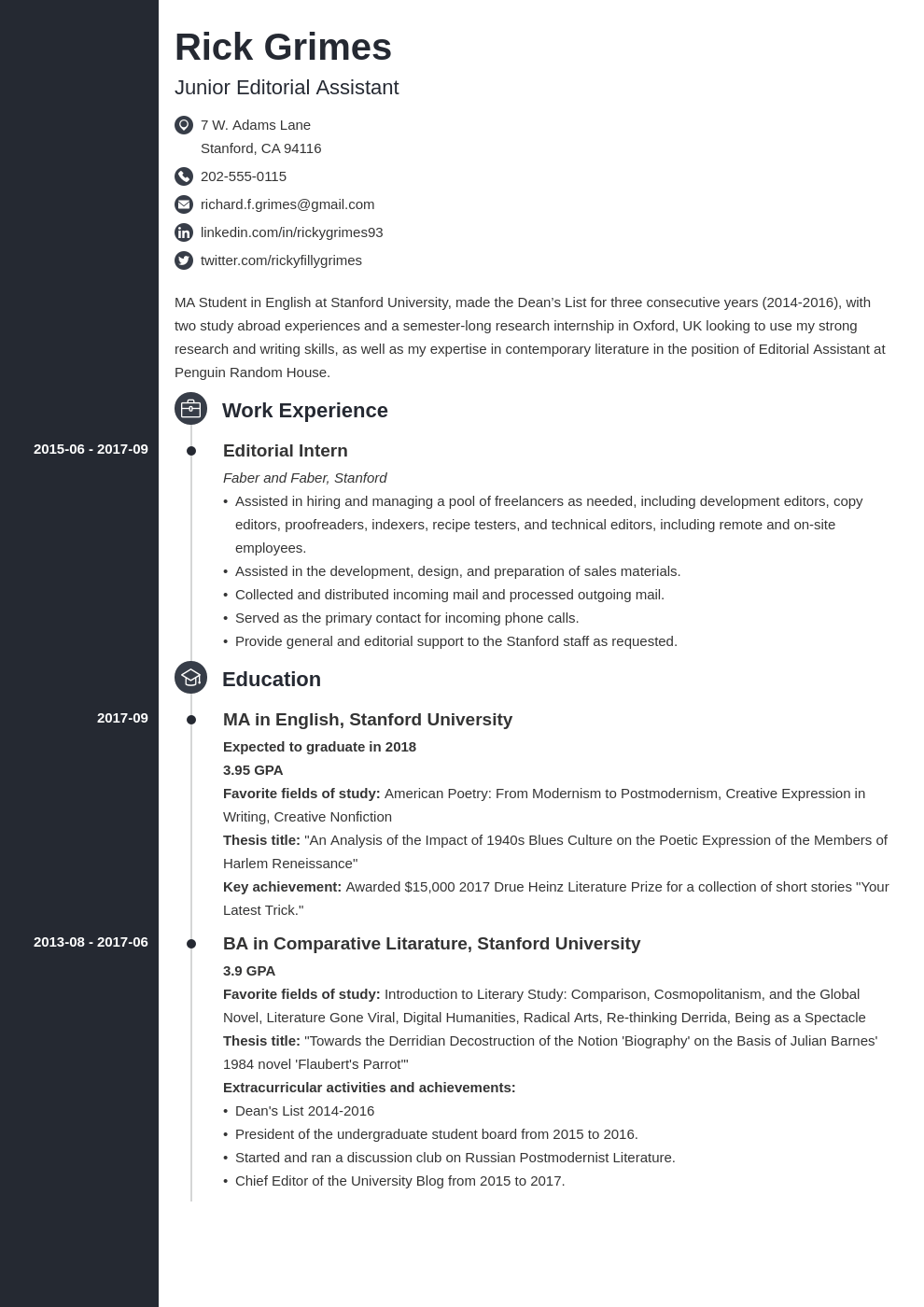 entry level resume example template concept