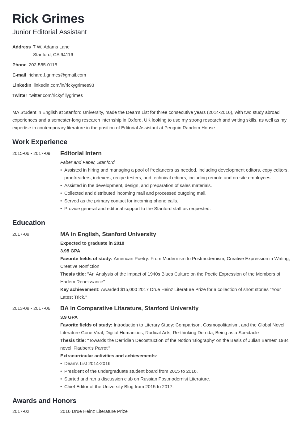 resume objective for entry level jobs