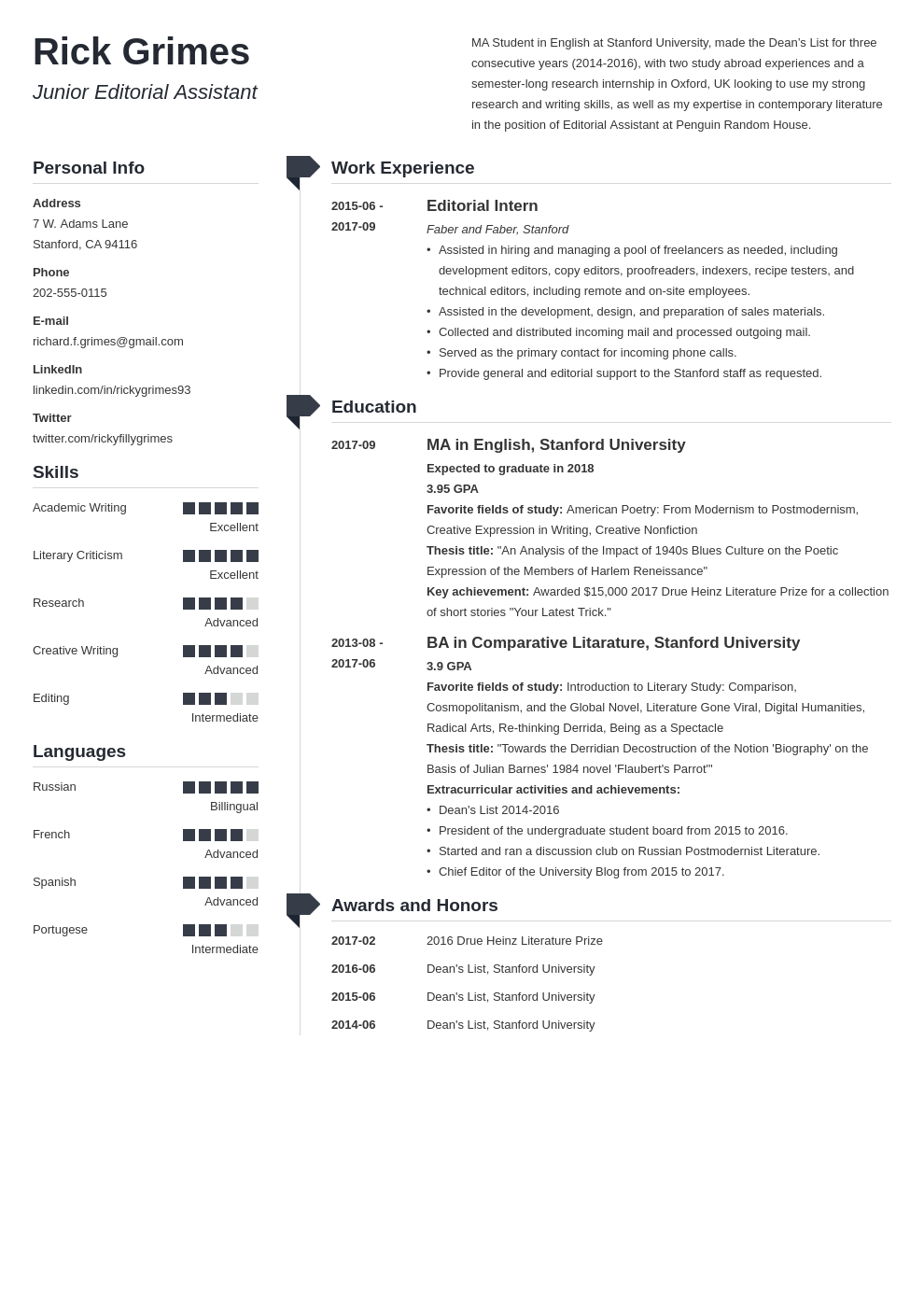 entry level resume example template muse