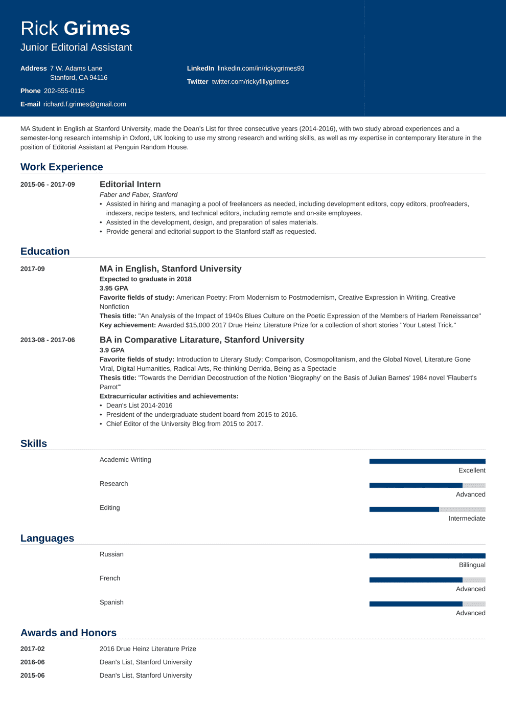 entry level resume for college students