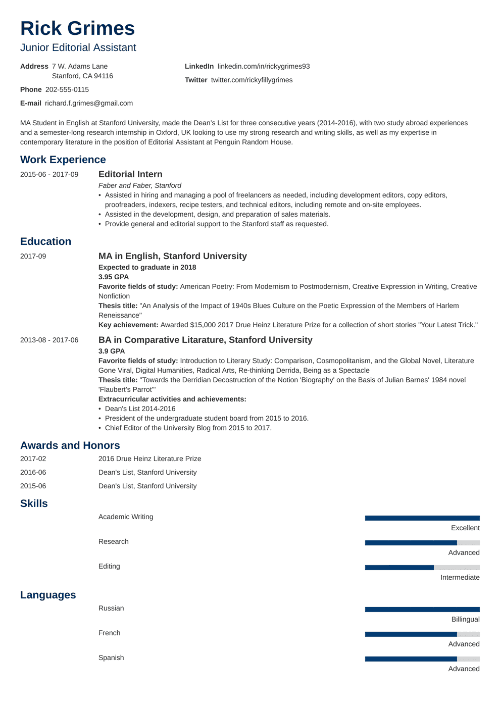 Entry Level Resume Template Guide 20 Examples