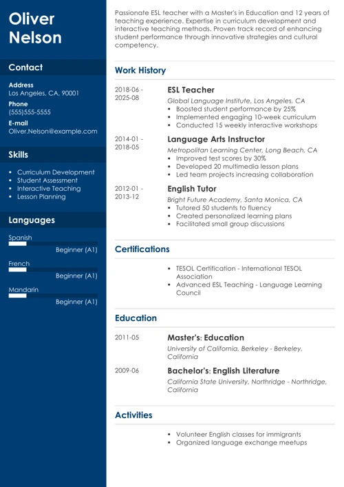 sample resume example