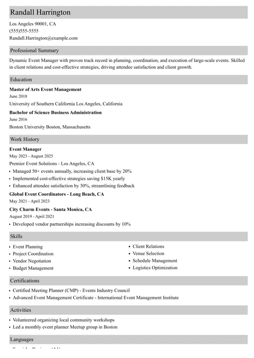 sample resume example