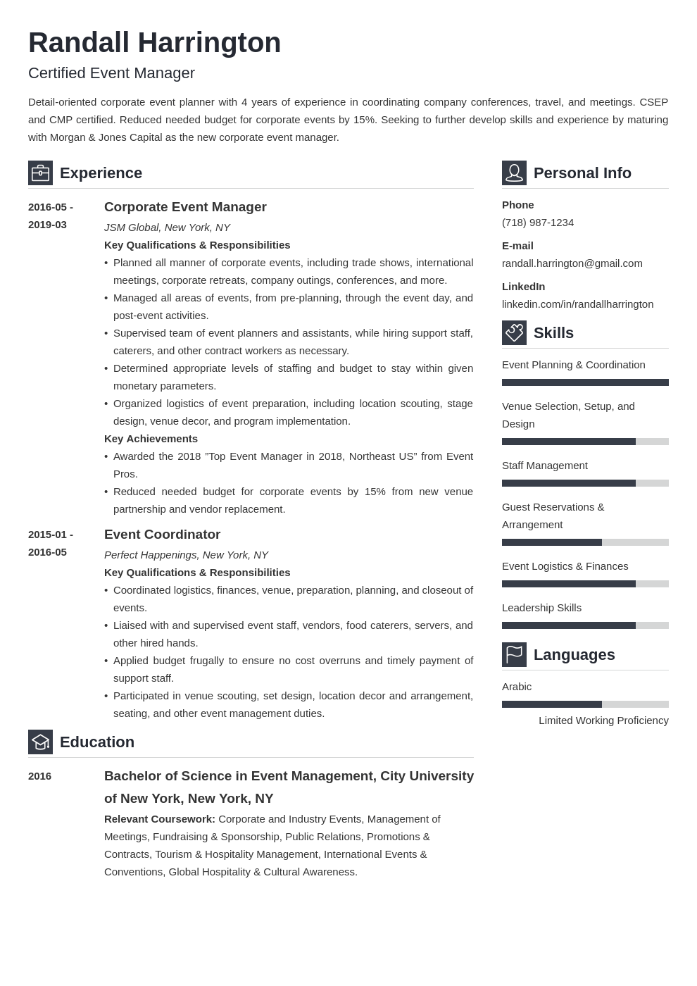 Event Manager Resume Sample Template Guide 