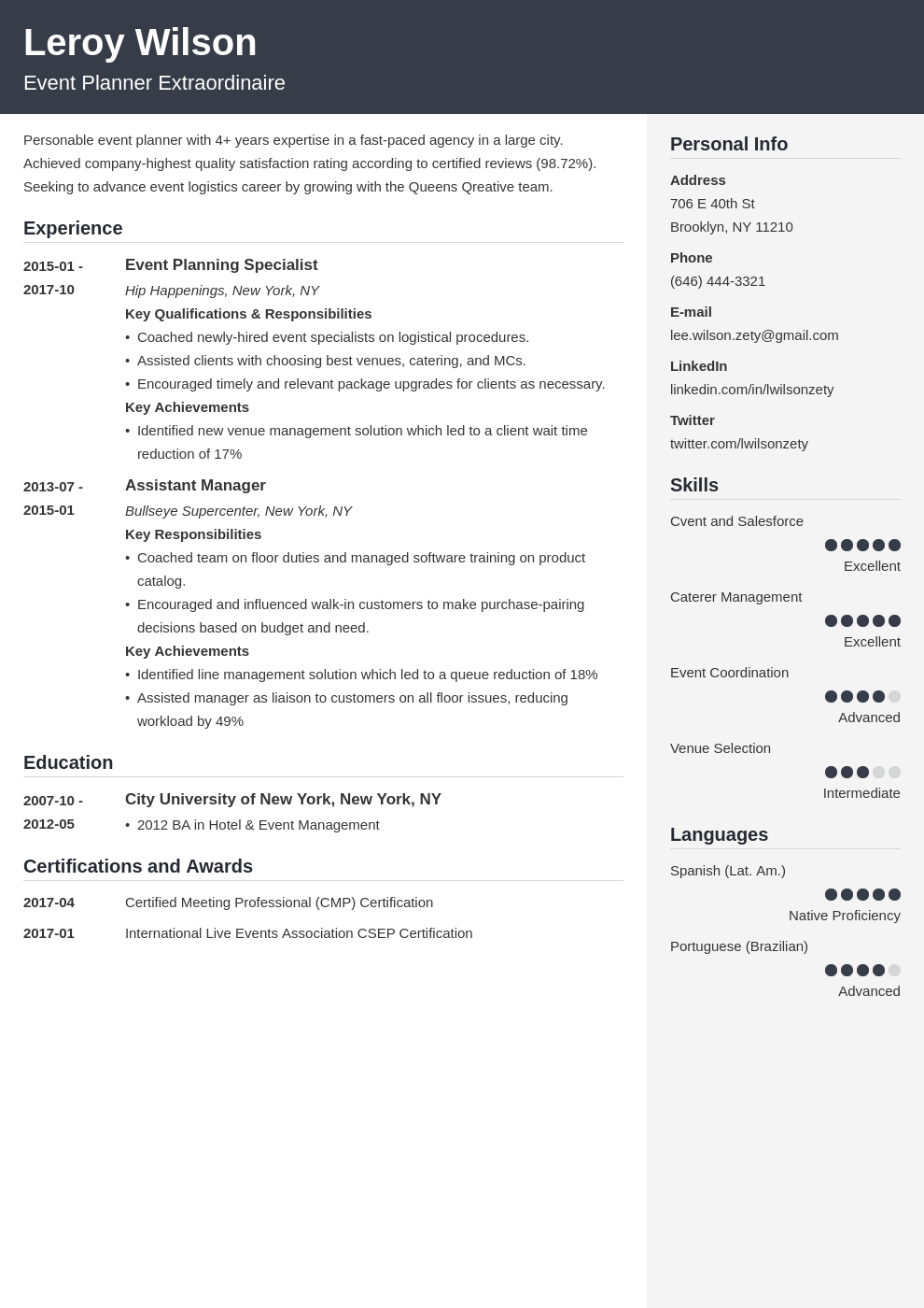 event planner resume example template cubic