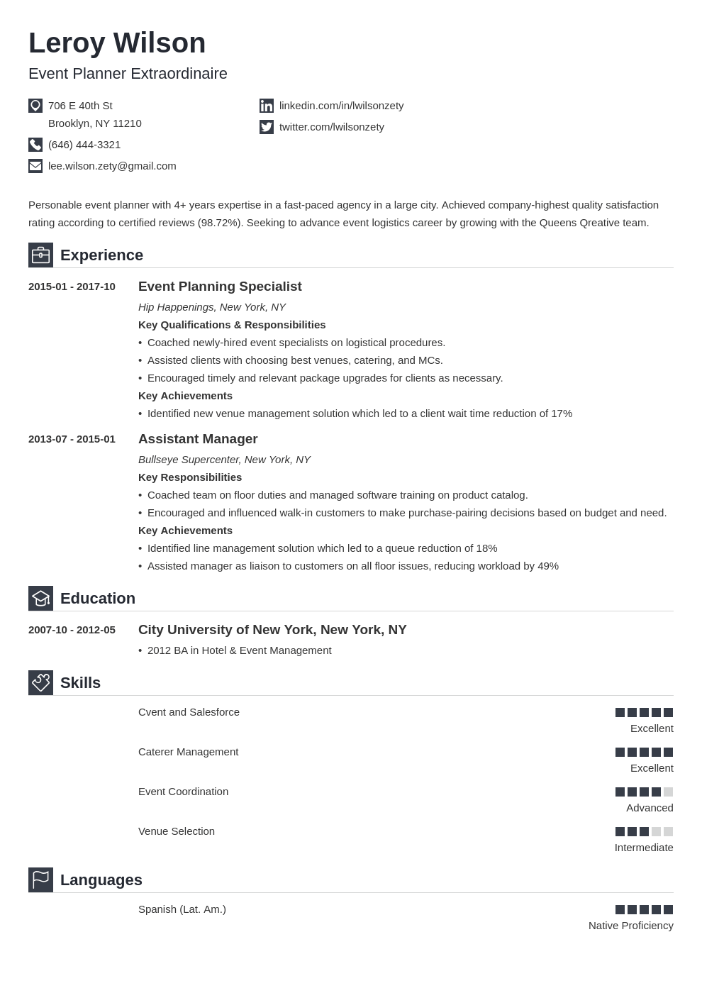Event Planner Resume Sample Job Description