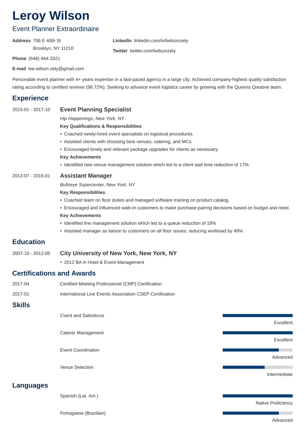 Event Planner Resume Sample Job Description