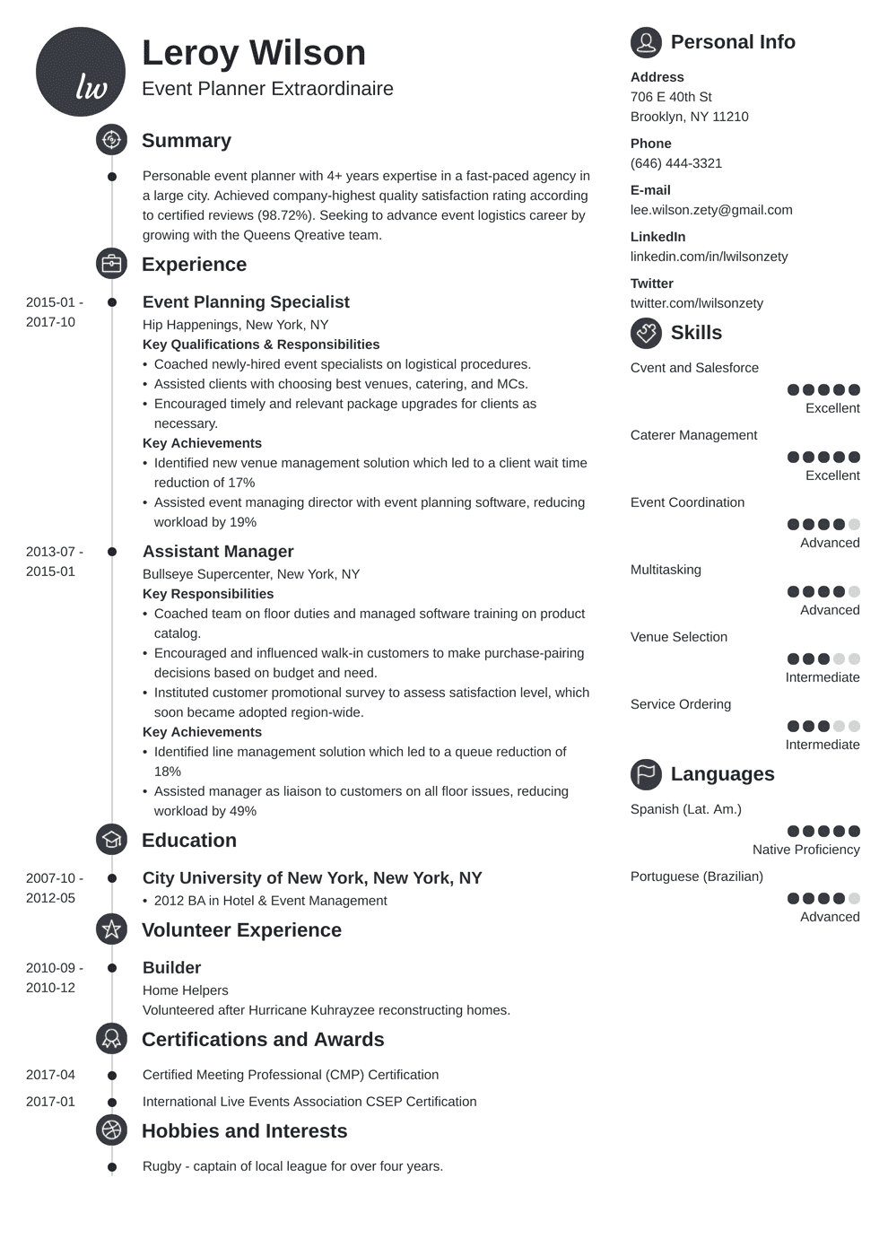 Event Planner Coordinator Resume Sample Amp Job Description