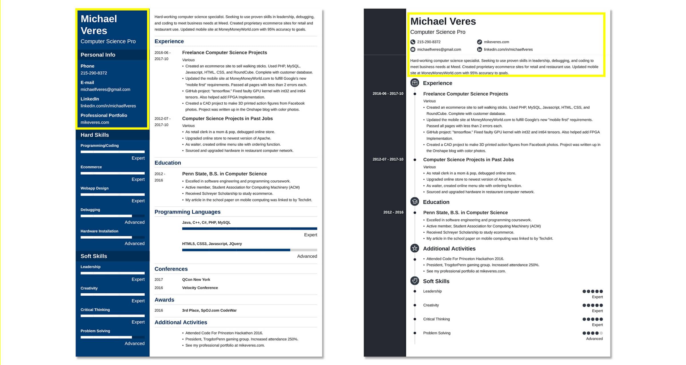 how to put english name on resume