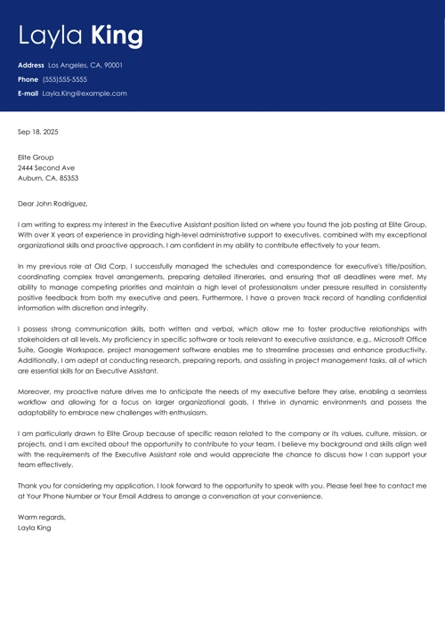 sample cover letter example