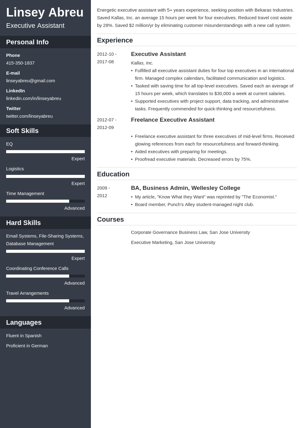 executive assistant resume examples template cascade