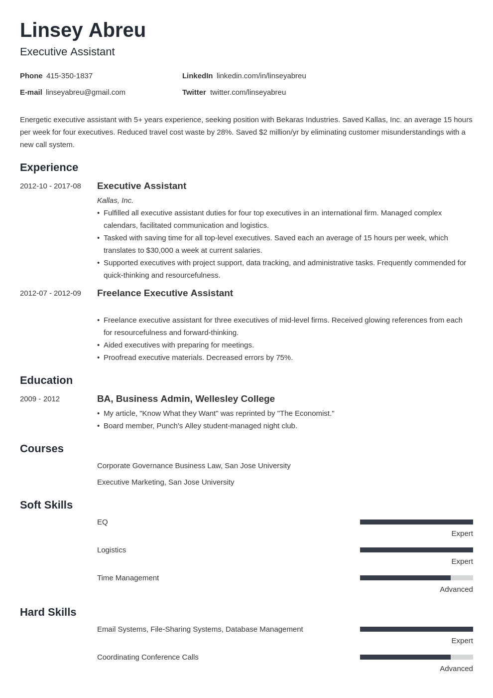 executive assistant resume examples template minimo