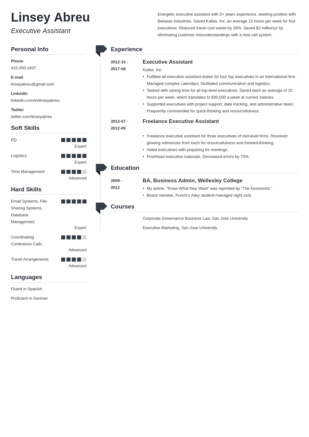 executive assistant resume examples template muse