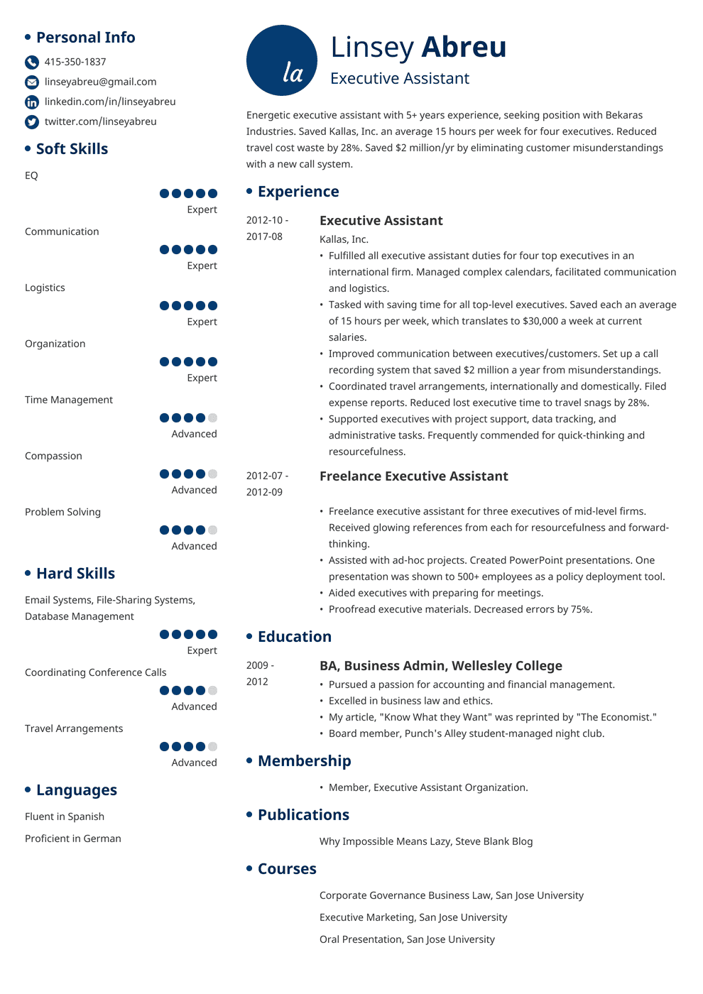 Executive Assistant Resume Sample Complete Guide 20 Examples