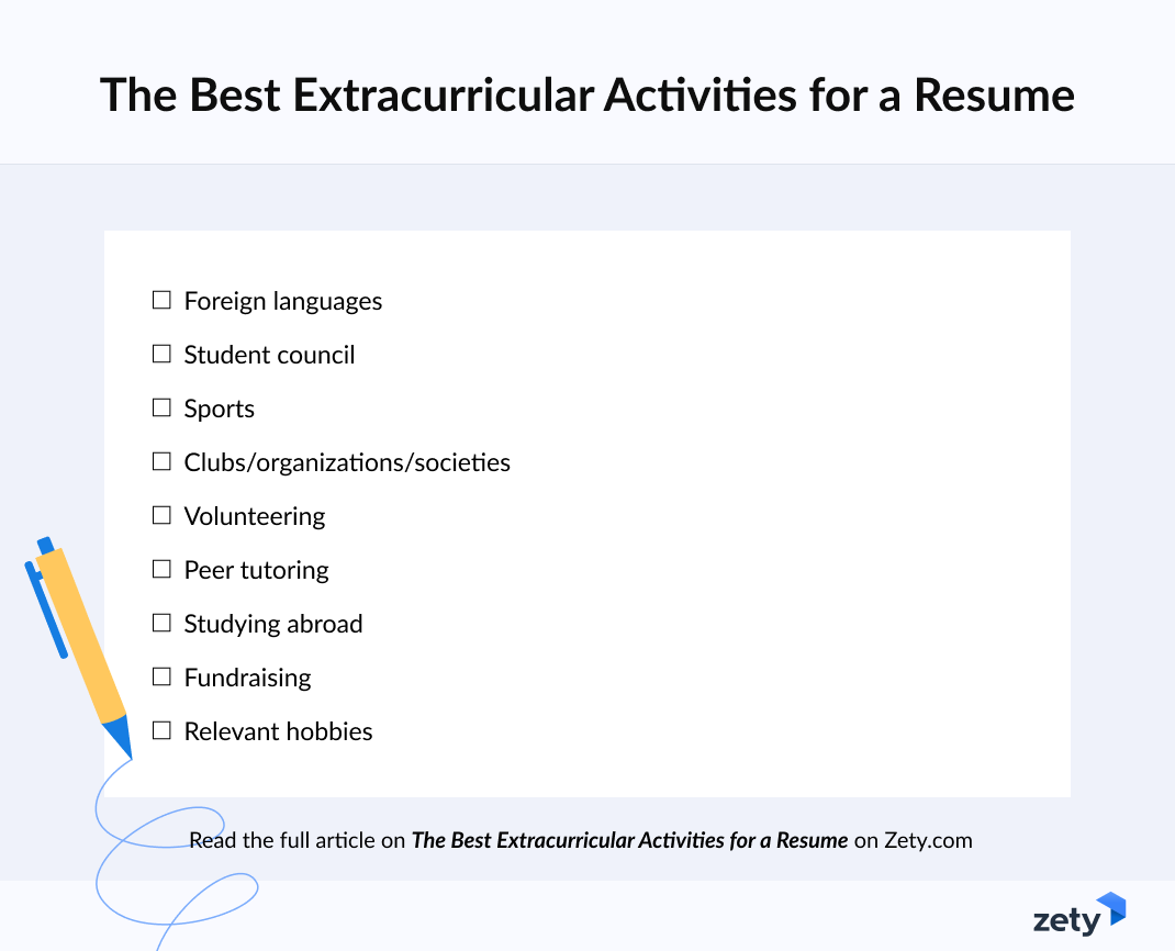 Infographic showing the best extracurricular activities for a resume