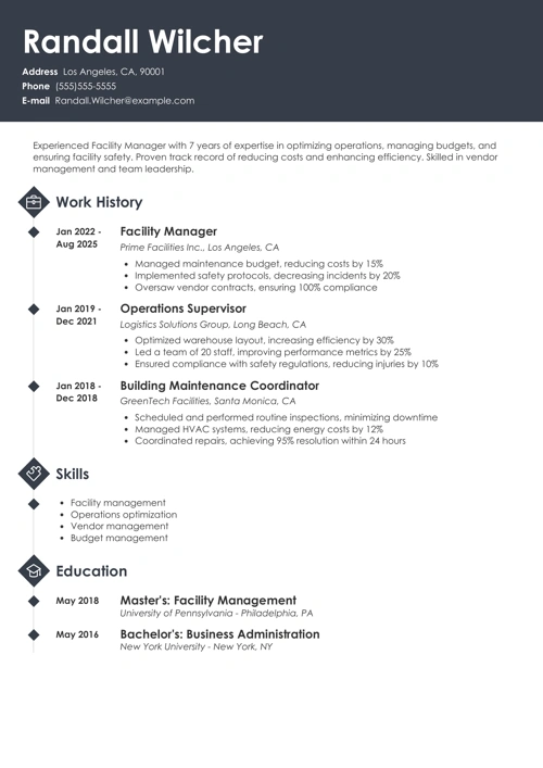 facility manager resume example
