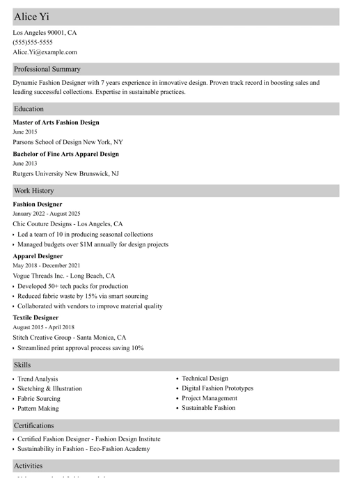 sample resume example