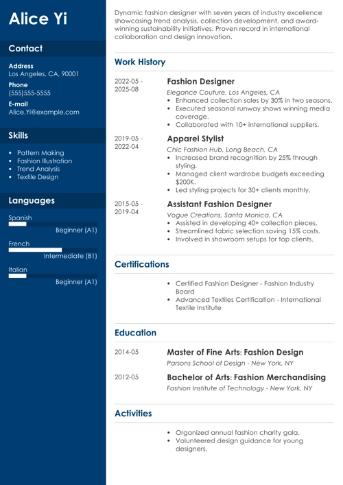 sample resume example