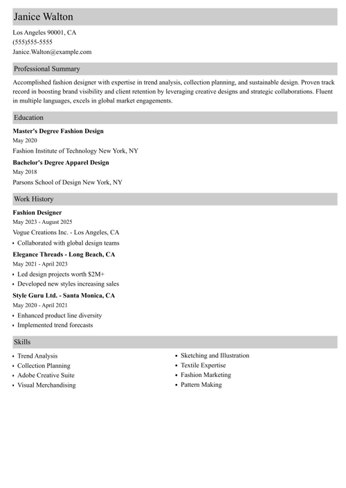 sample resume example