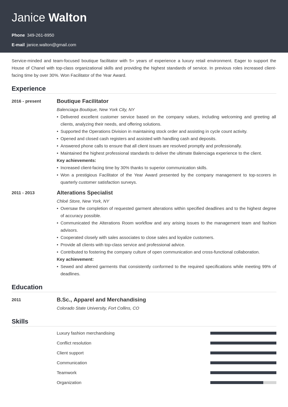 fashion resume example template influx