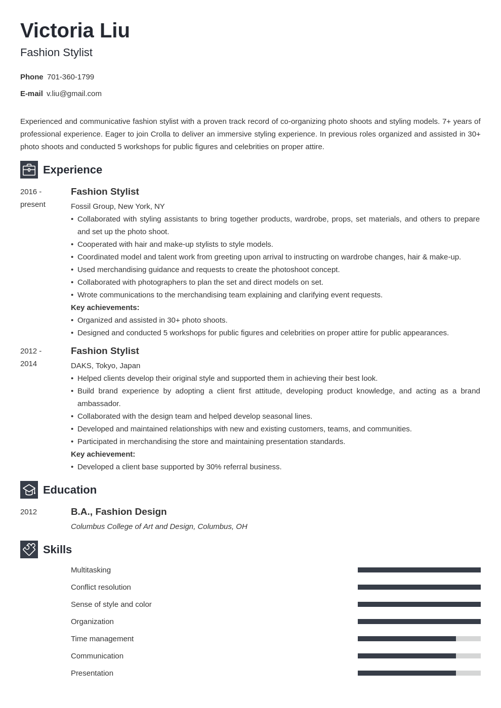 fashion stylist resume example template newcast