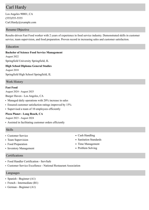 sample resume example