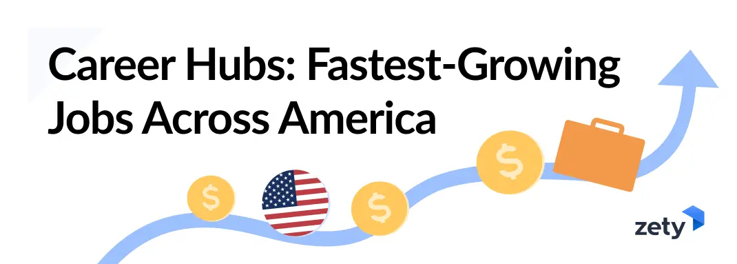 Graphic with the title “Career Hubs: Fastest-Growing Jobs Across America”