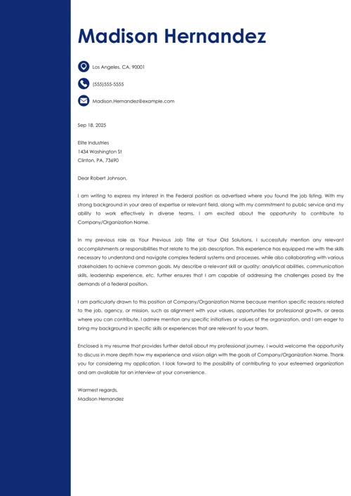 sample cover letter example