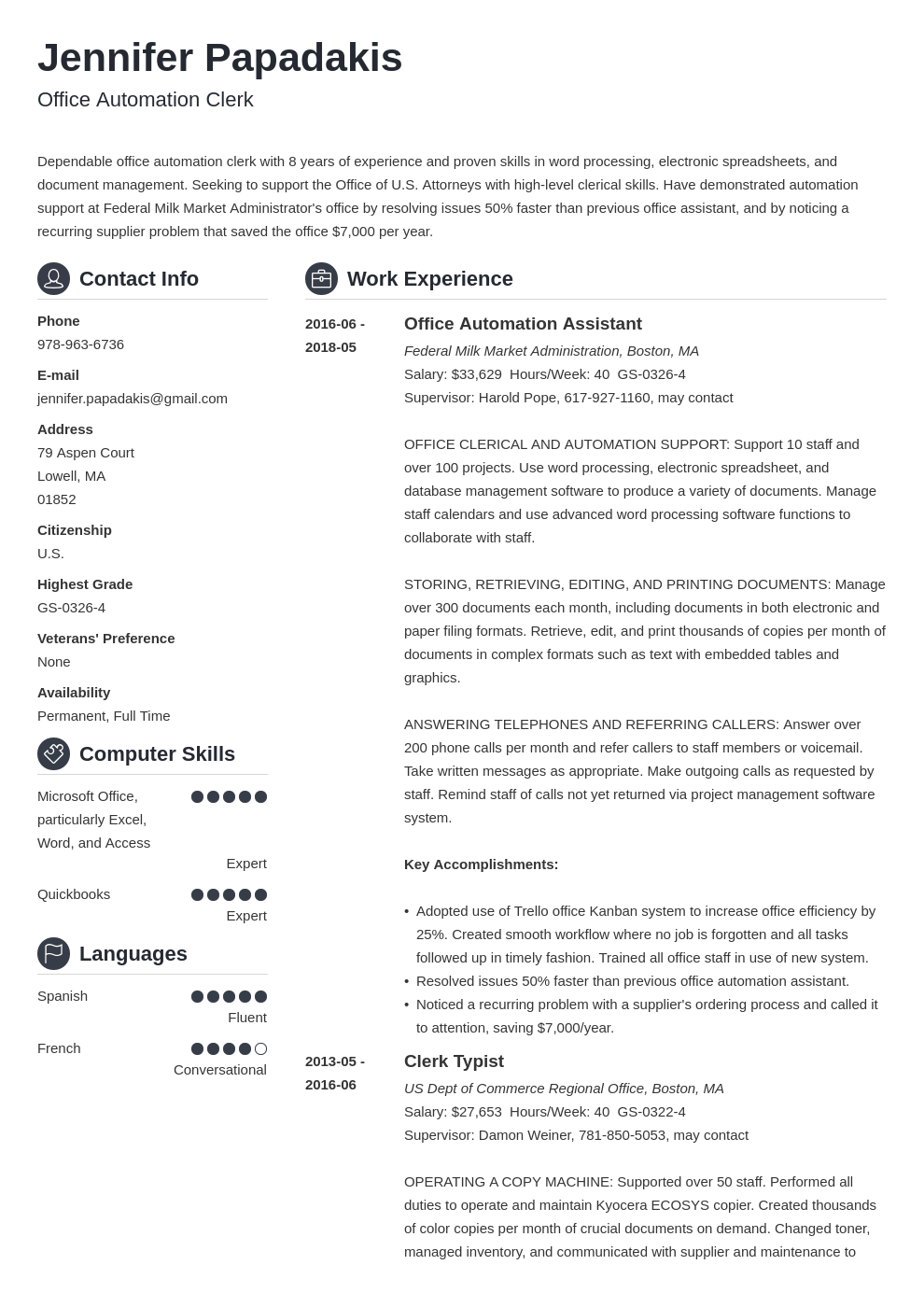 Federal Resume Templates, Example, & What to Include