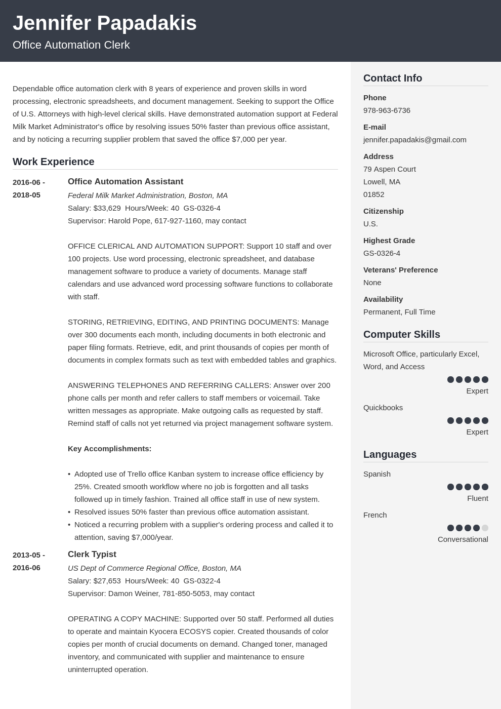 federal resume example template cubic