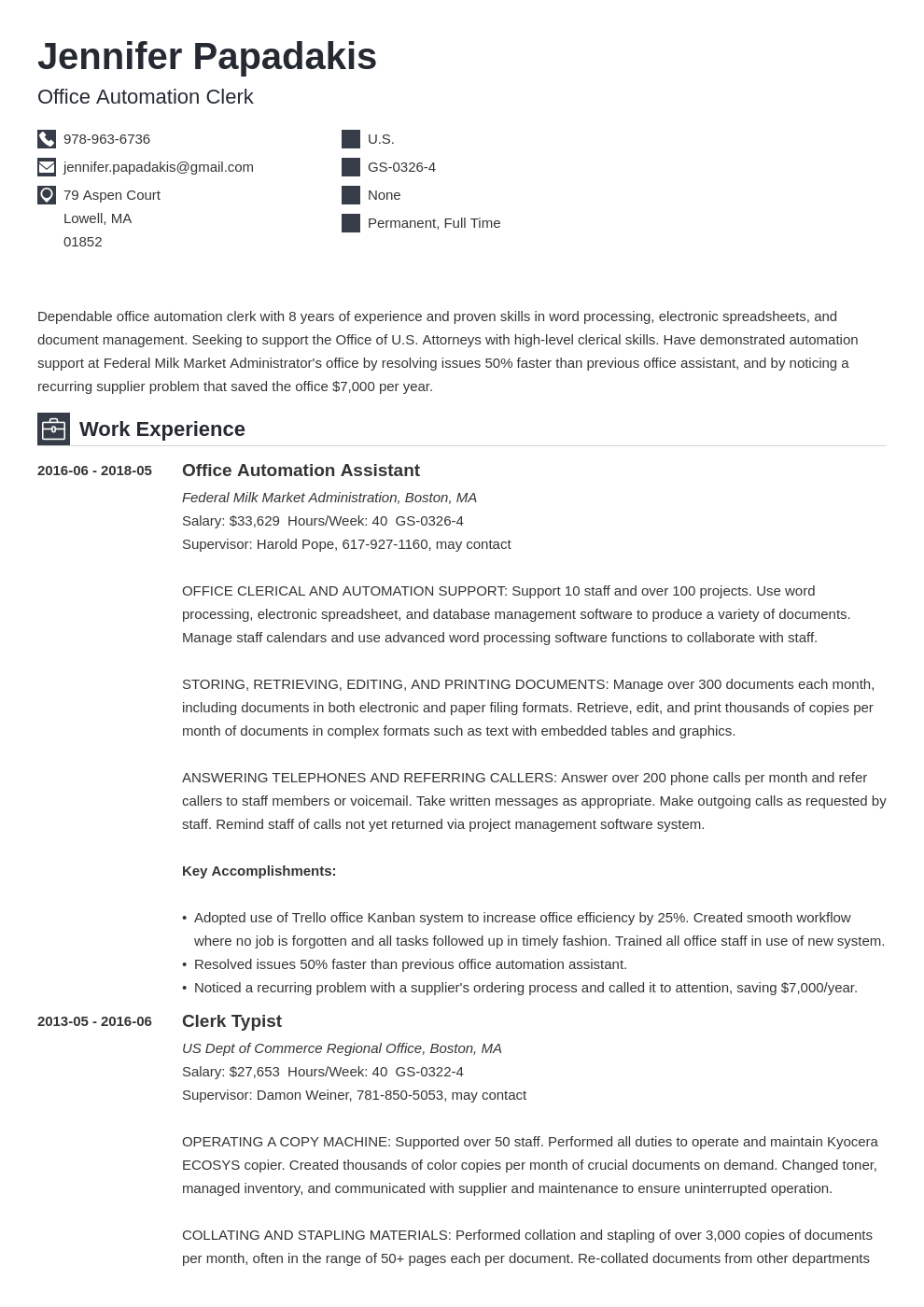 federal resume example template iconic