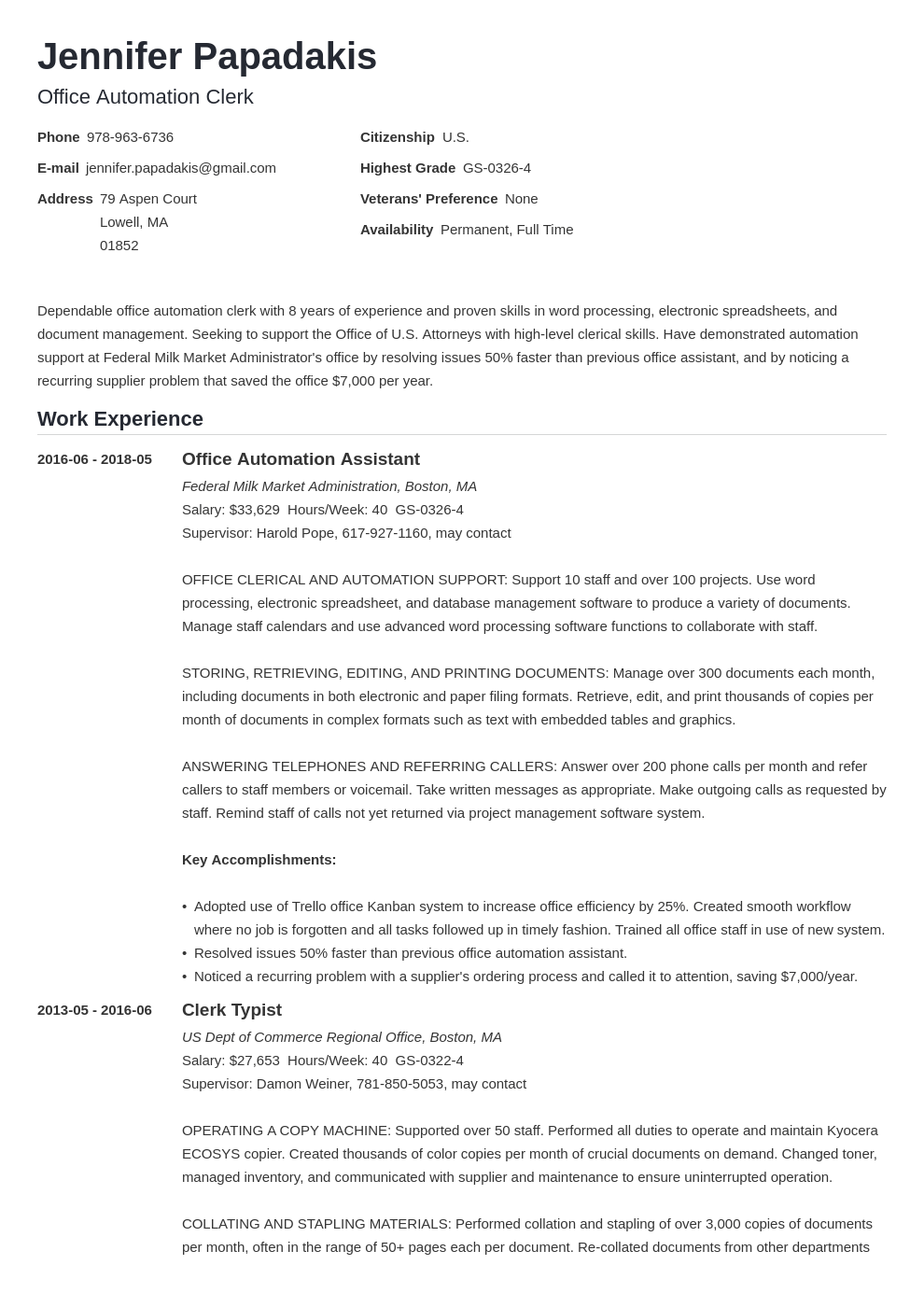 federal job resume requirements