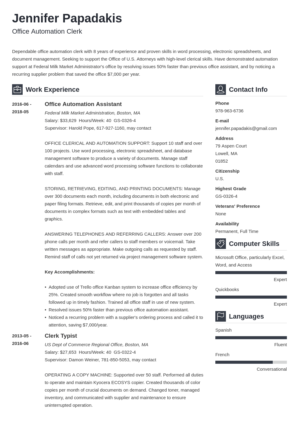 federal resume example template vibes