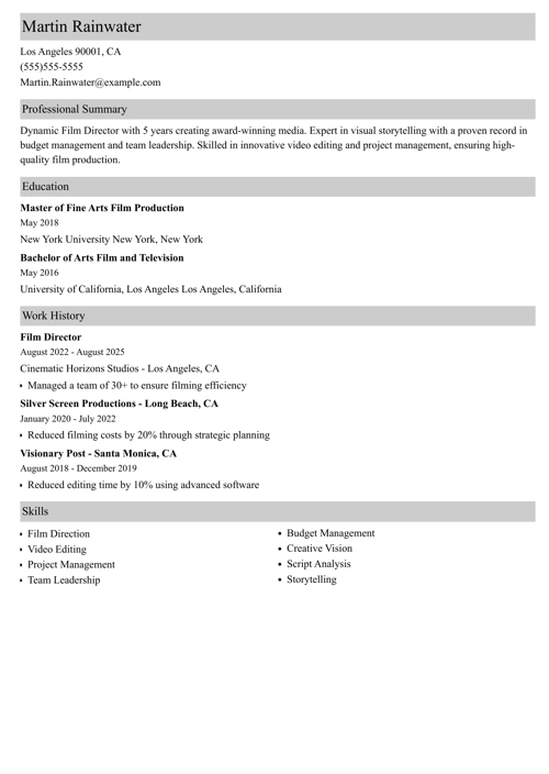 sample resume example
