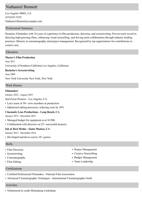 sample resume example