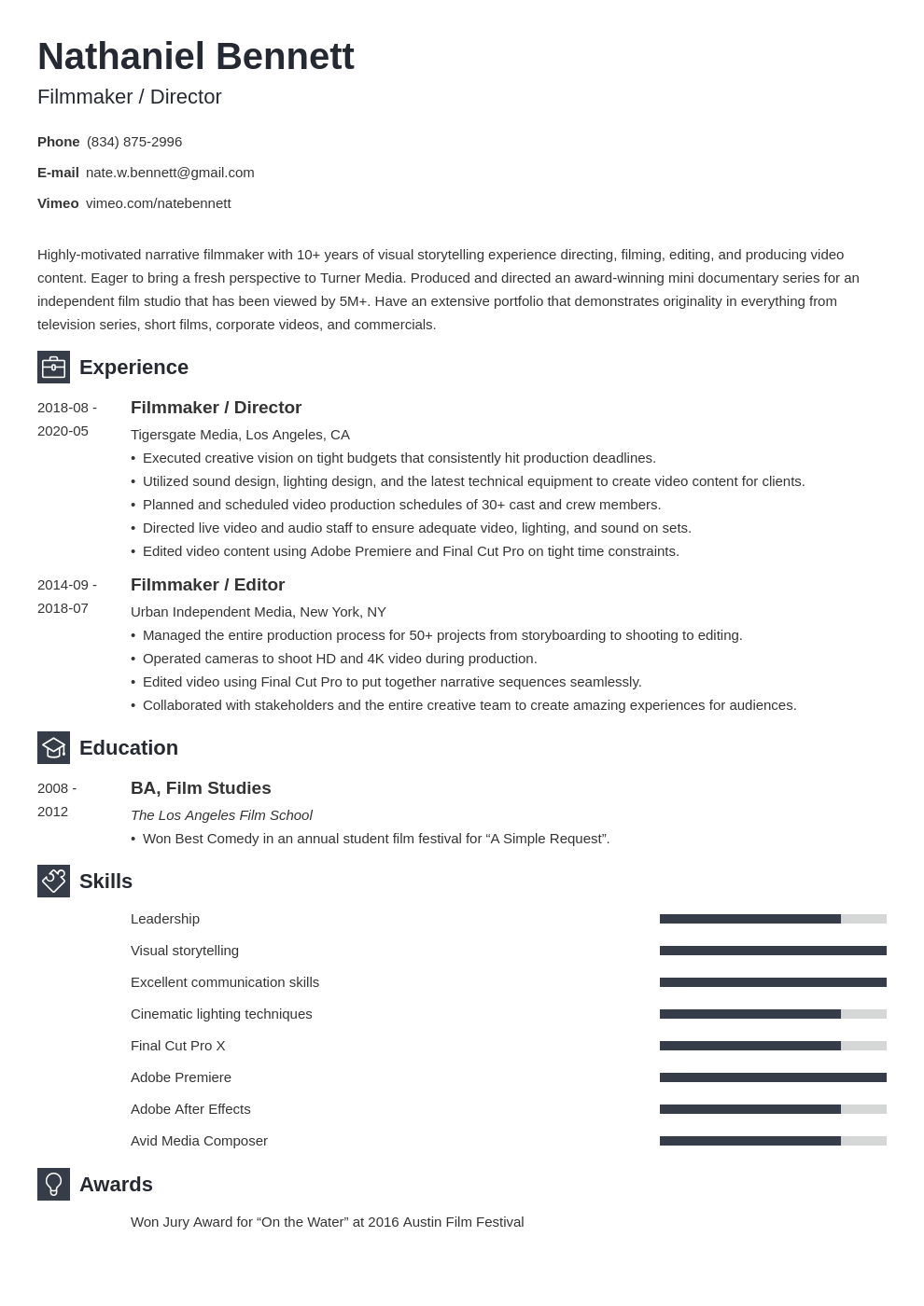  Filmmaker Resume Example Template Guide