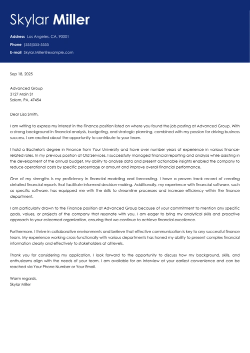 sample cover letter example