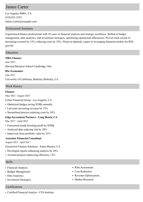 sample resume example
