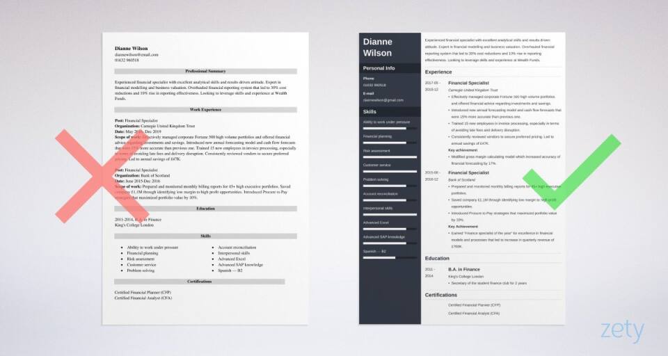 finance CV templates