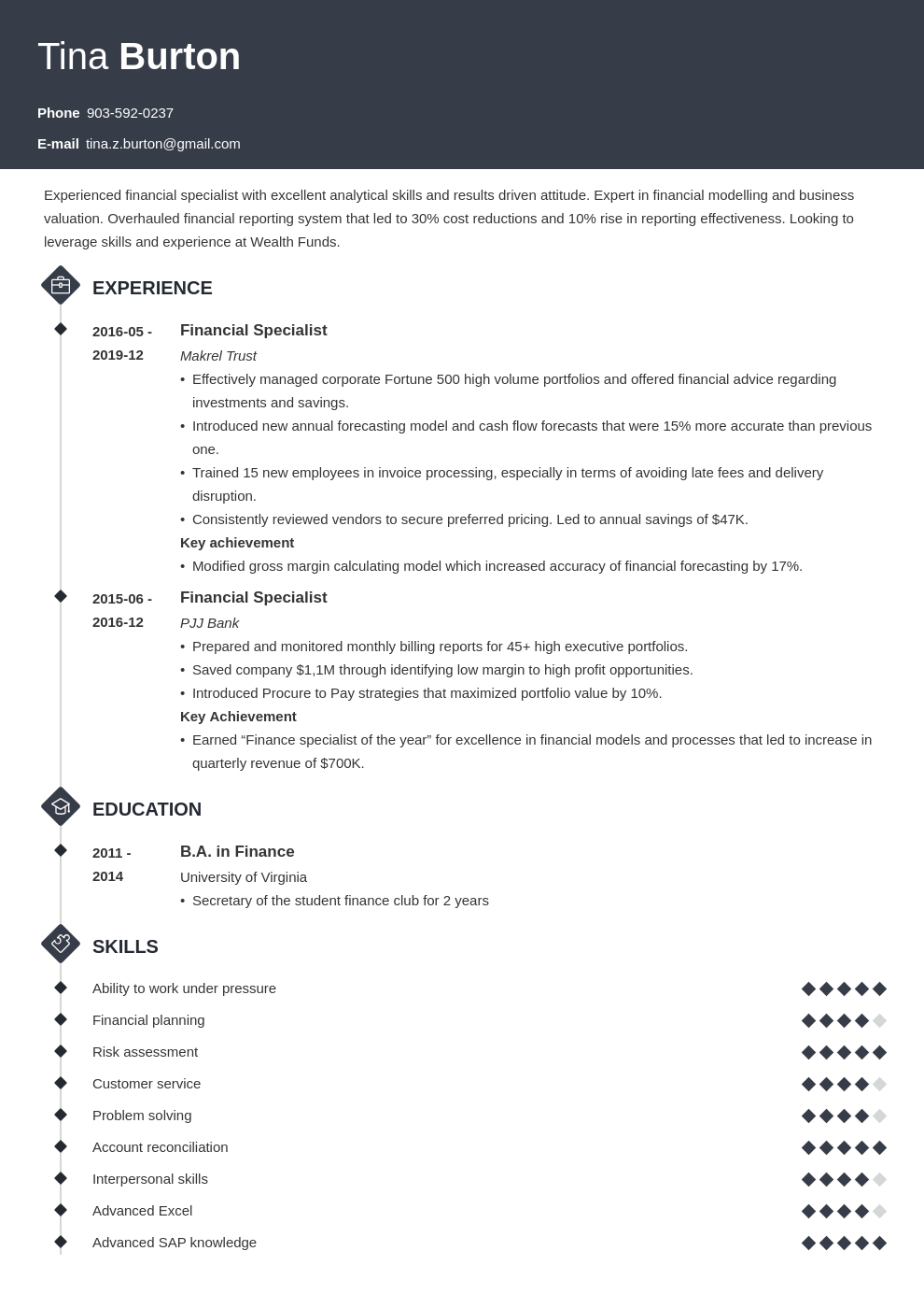 finance resume example template diamond