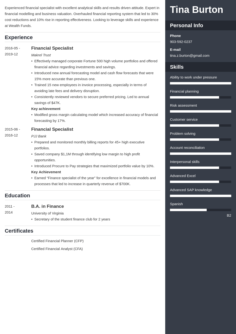 finance resume example template enfold