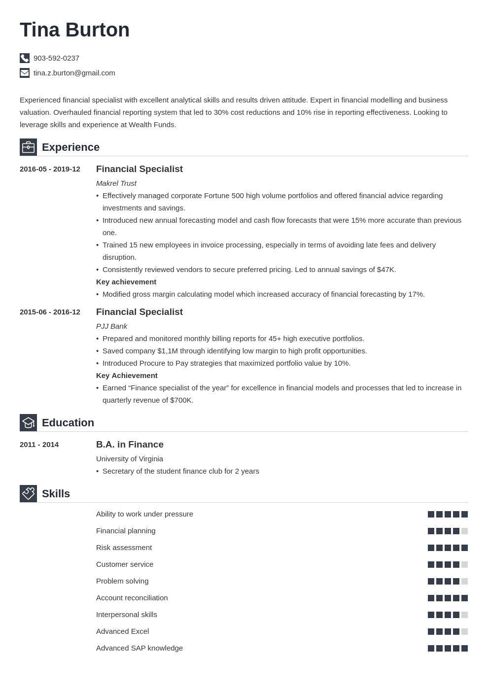 finance resume example template iconic