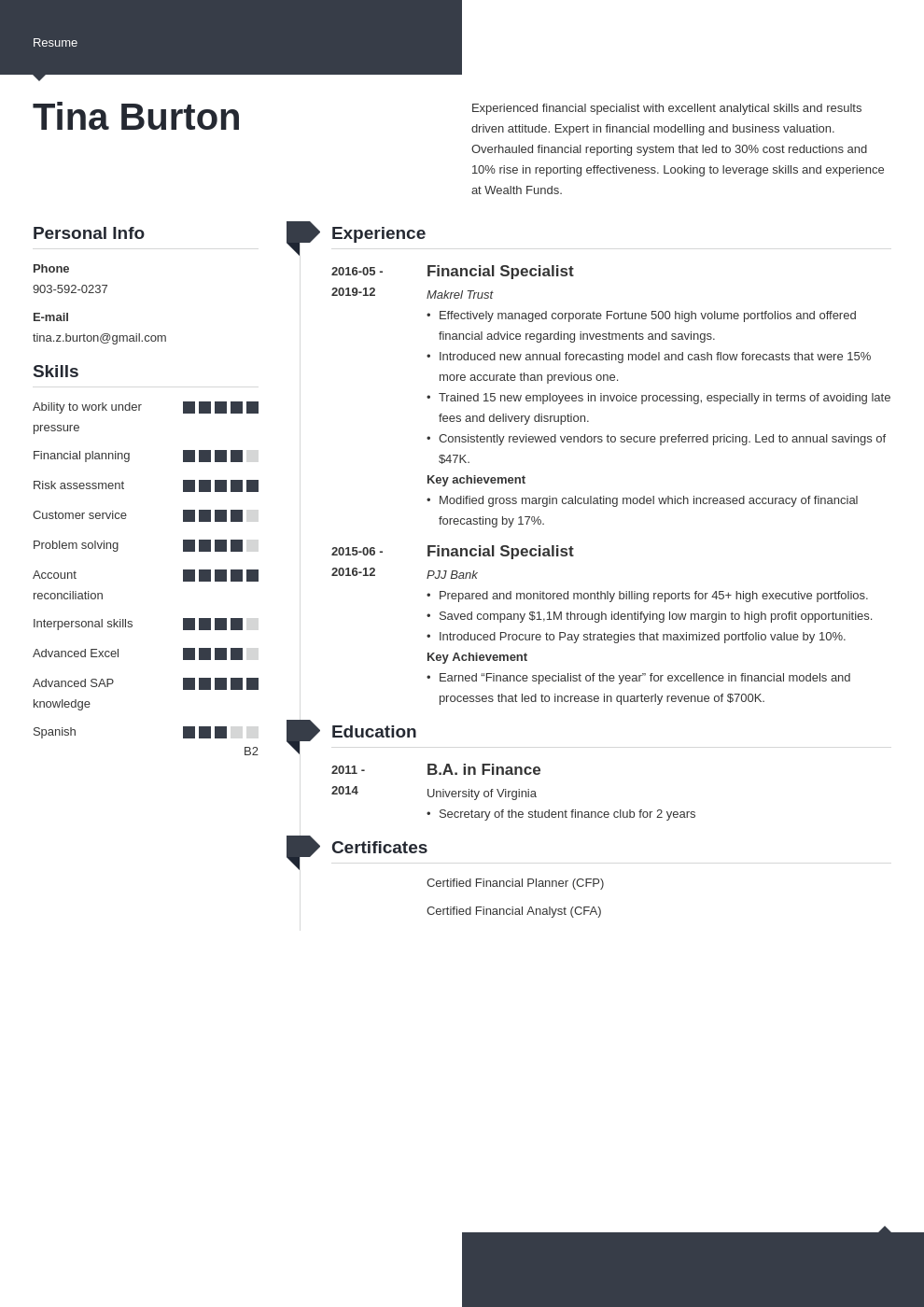 finance resume example template modern